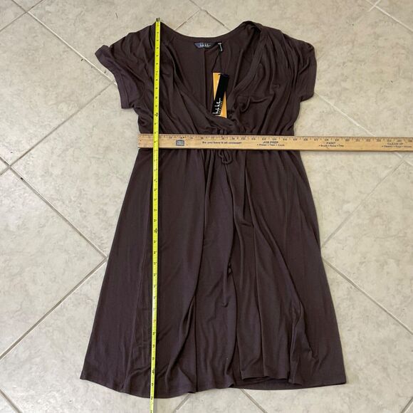 NWT Nicole Miller T-Shirt Dress Women Size XXL Brn. UPF 50+ surplice neck cinch - Picture 7 of 9